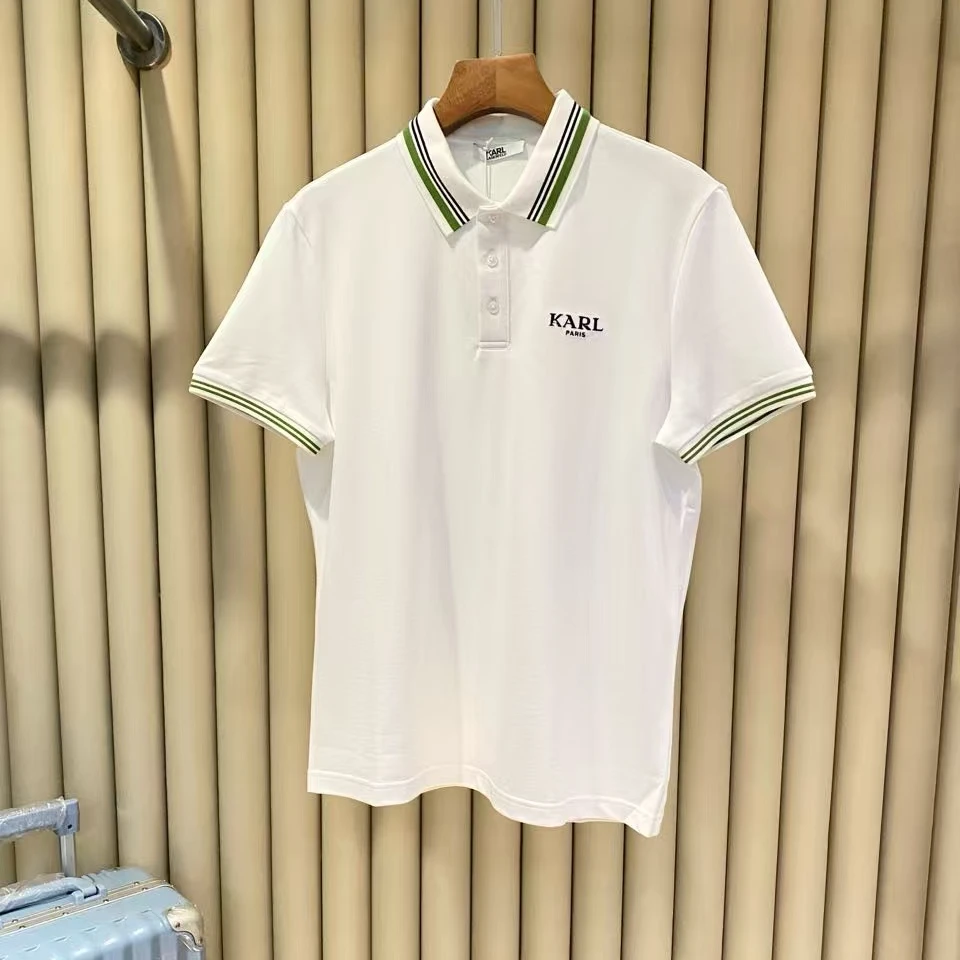 24款特价断码春夏款轻奢老佛爷时尚宽松潮流男款圆领短袖POLO衫