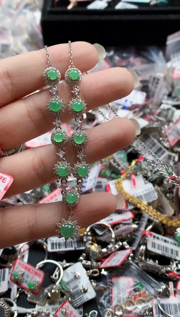 银S925镶嵌戒指翡翠天然A货缅甸翡翠