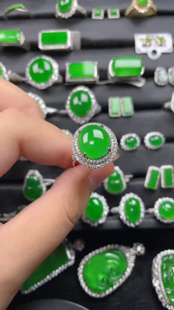 银S925镶嵌戒指翡翠翡翠