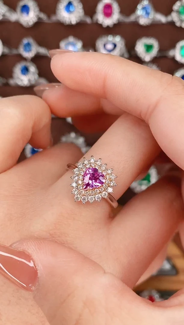 【闪购商品】彩色蓝宝石18K金戒指18K金镶嵌1.07克拉-无烧