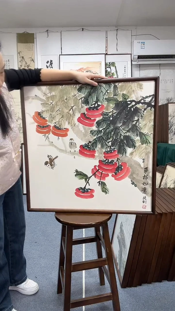 国画尺寸70*70木画框京东包邮手绘