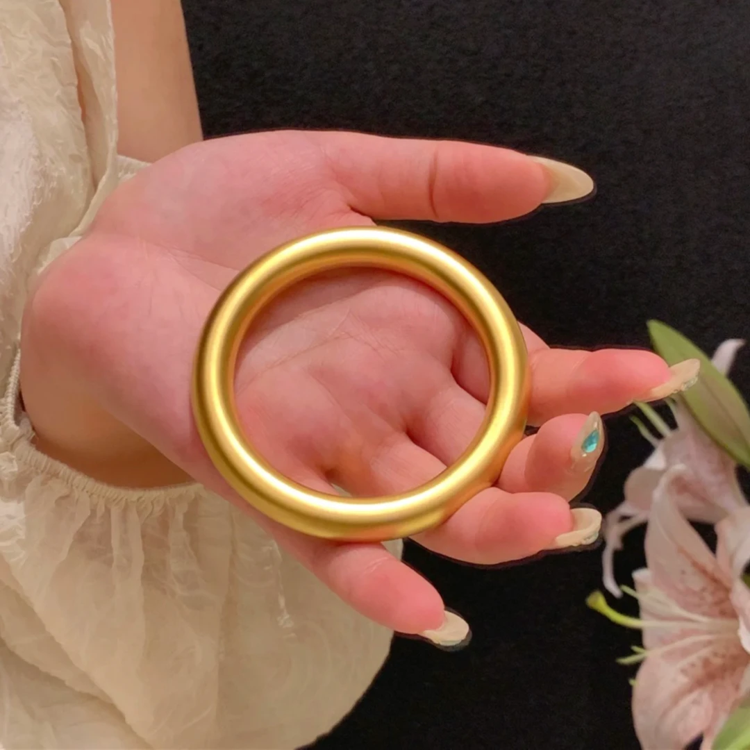 铜合金手镯 新中式国风粗款8n古法素圈手镯女经典百搭泥鳅背镯子