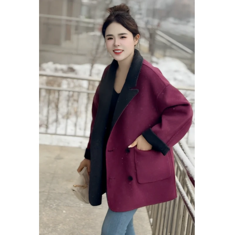 【古色古香】高级感双面穿羊毛大衣女神气质双面呢时尚外套宽松