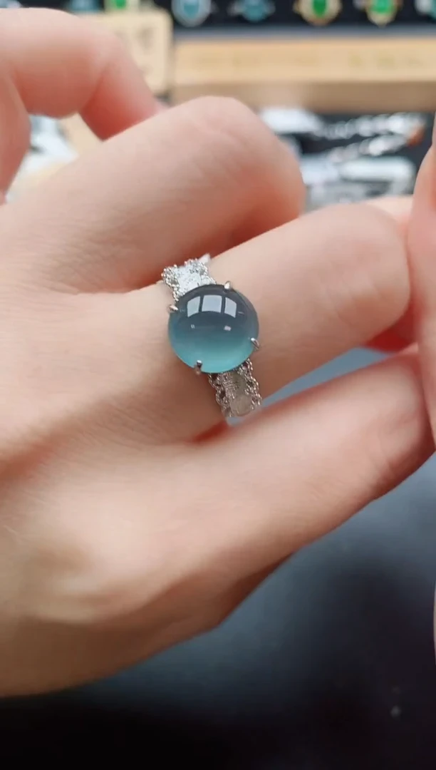 银S925镶嵌戒指翡翠1