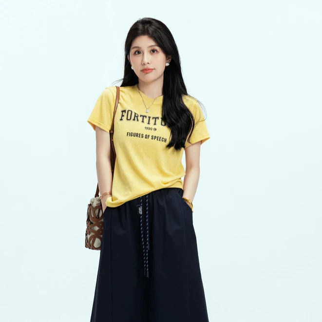 YPP！【时髦字母T】韩系简约复古印花字母短袖T恤简约休闲上衣女