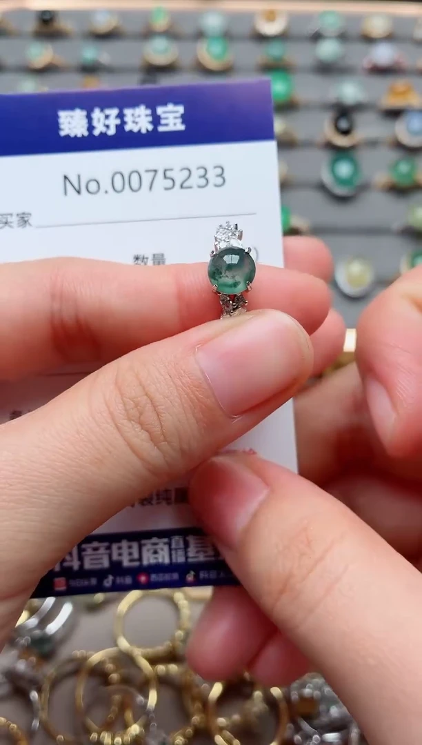 银S925镶嵌戒指翡翠1
