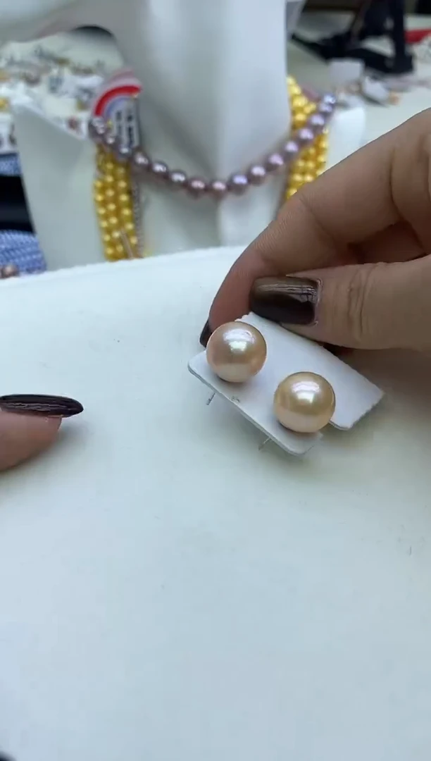 未镶嵌耳饰淡水珍珠中国红素钉13mm