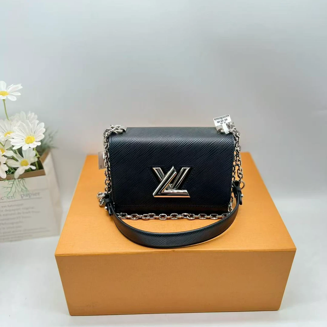 99新 LouisVuitton/路易威登 98新/TWIST黑银单肩链条包