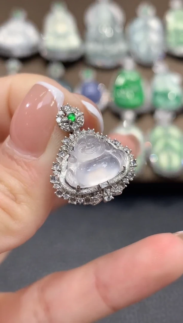 吊坠(不含链)18K金镶嵌翡翠b10