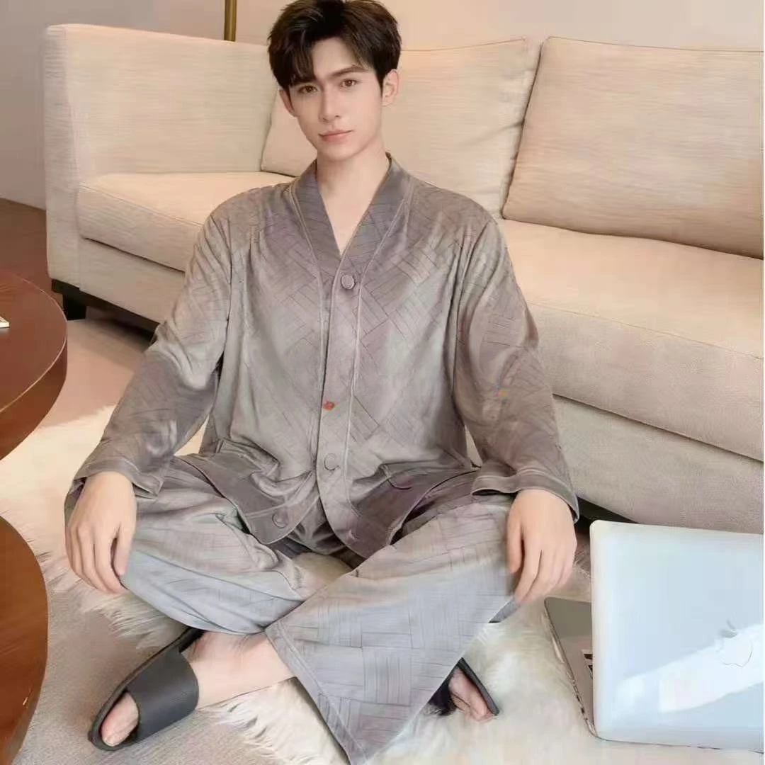 【锦衣服饰】SY 1014法式V领排扣男士家居套装