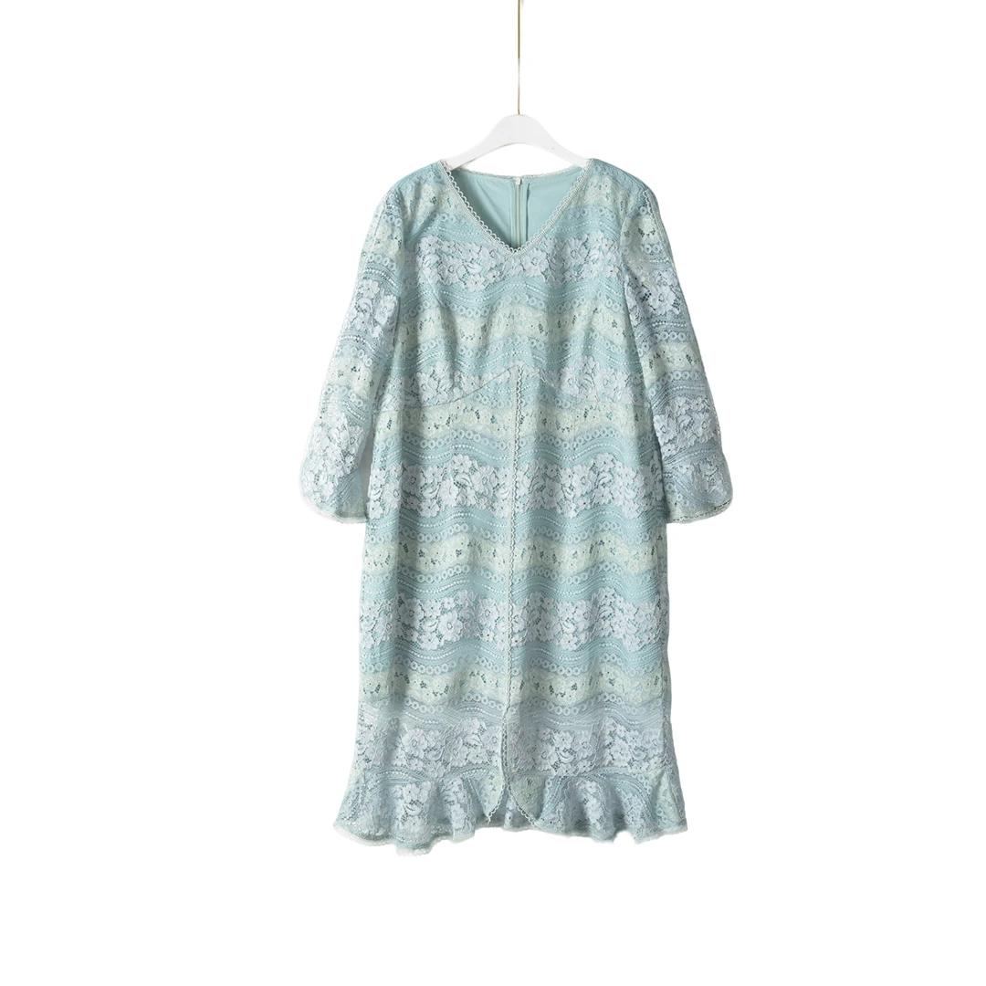 GPB4【专柜捡漏】大码时尚女装QAC-连衣裙W510-绿色正码