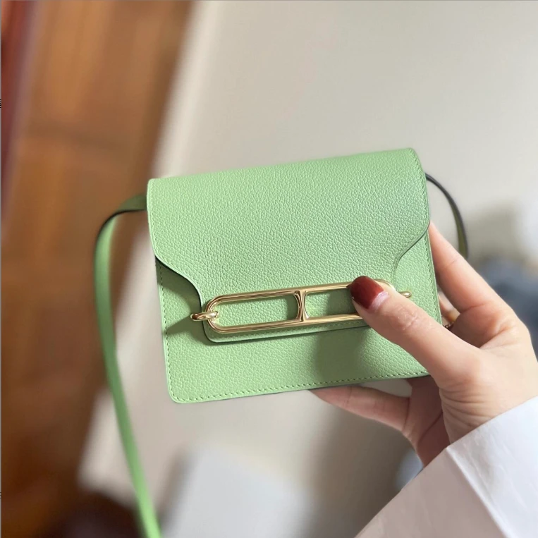 99新 Hermes/爱马仕 roulis猪鼻子slim牛油果金扣ec皮z刻