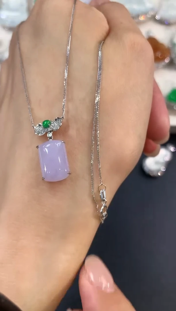 翡翠18K金镶嵌颈饰q10 多样性一件发货紫色有色差