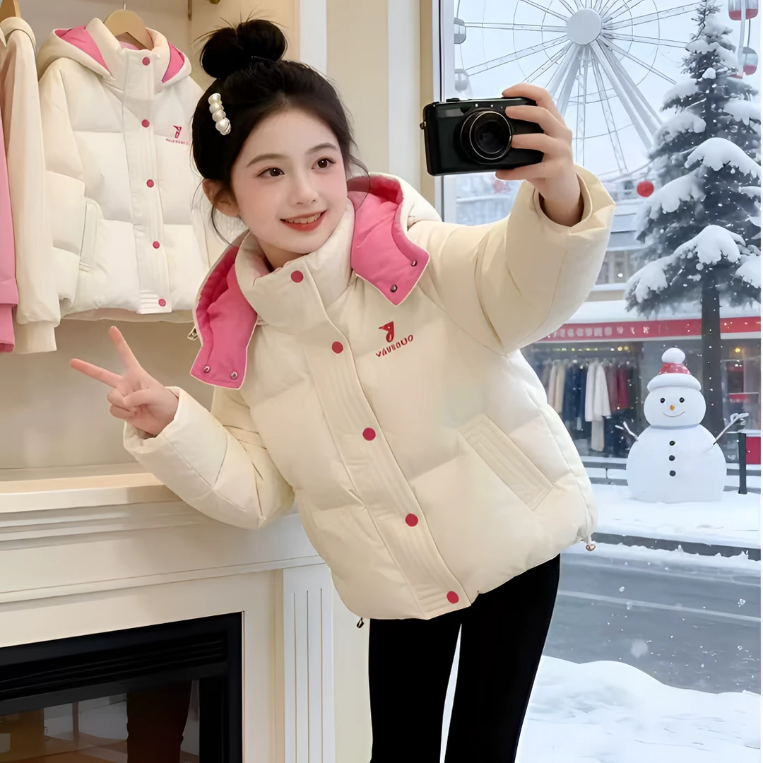 【思晨家】韩版冬季儿童新款羽绒服女中大童泡芙宽松加厚保暖外套