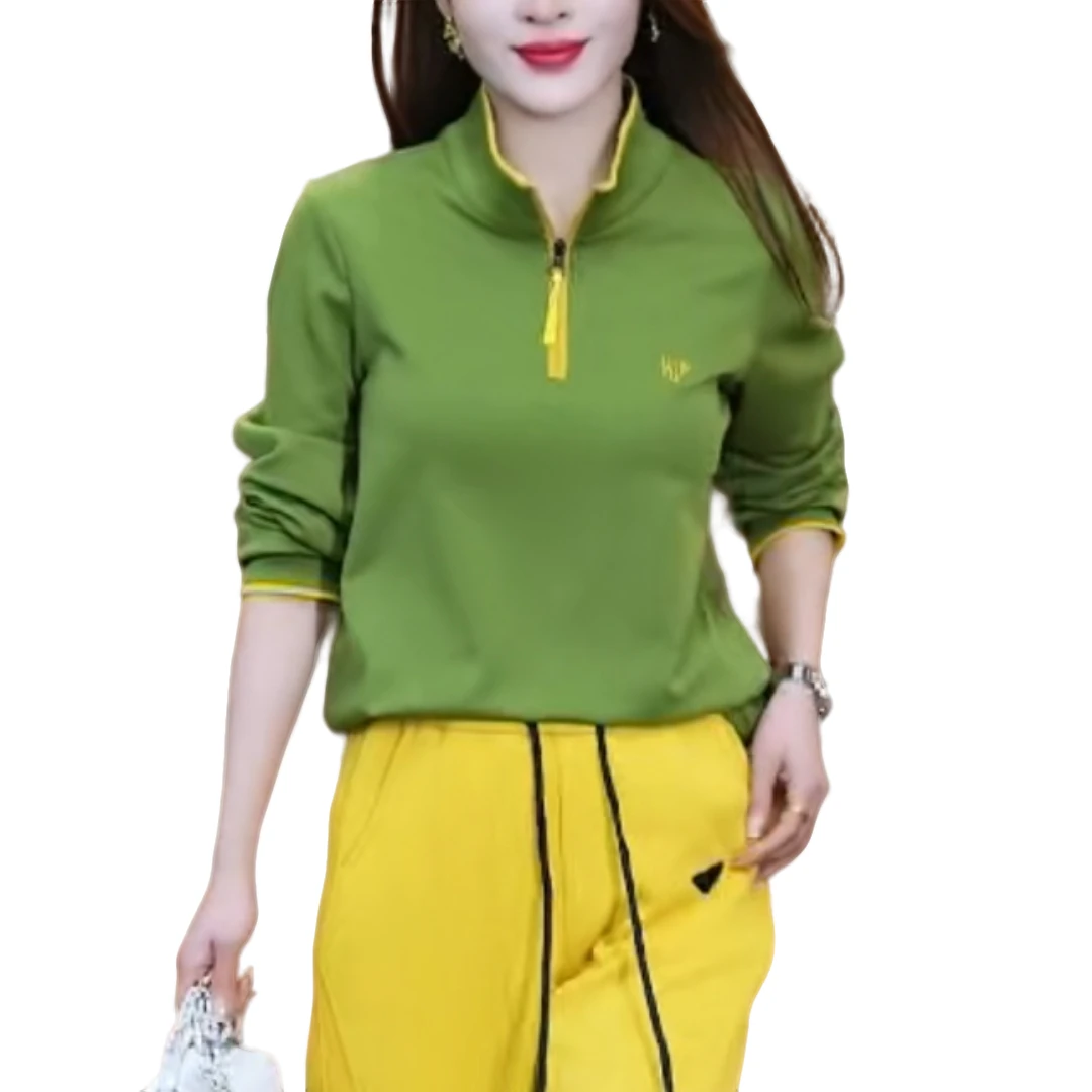 【洋玉服饰】2025早春新款女半拉链上衣洋气减龄显瘦百搭棉卫衣