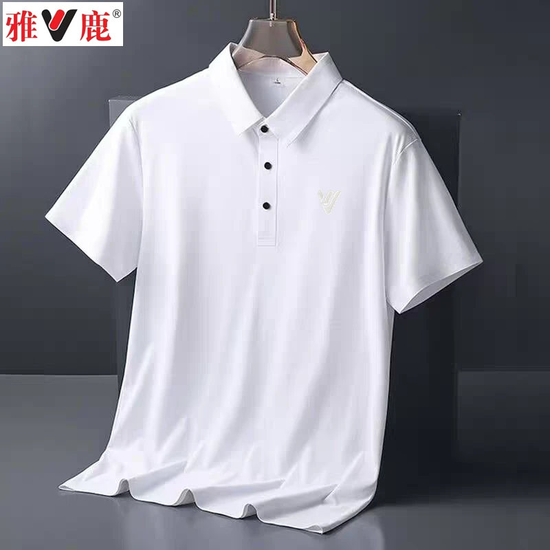 V/雅鹿夏季透气短袖凉感POLO衫百搭Polo衫半袖男大码t恤商务翻领