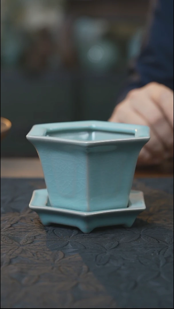 汝瓷 （拾汝）（天青）花盆