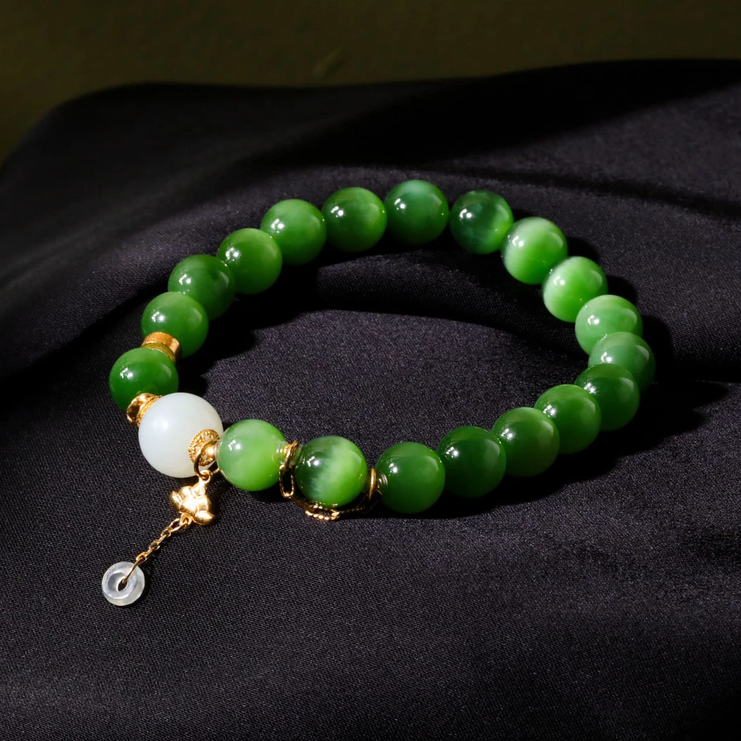 【意婵】《碧连天》“双12”老俄料碧玉粉绿18K金翡翠羊脂白玉-912258