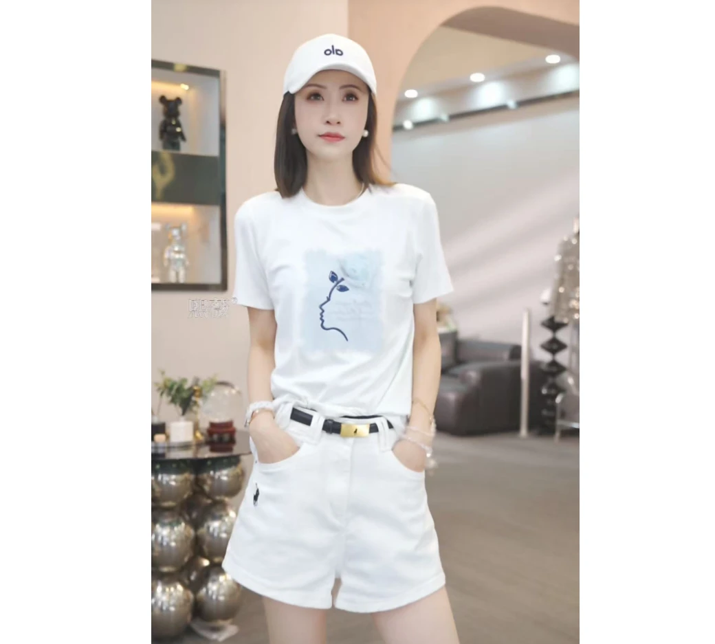 熙薇【线条美人】2025春夏新款时尚百搭休闲设计师上衣T恤H2615