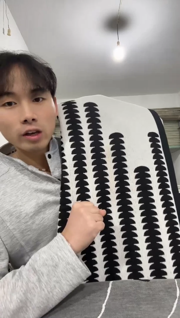 雪尼尔90*280  黑白麦穗