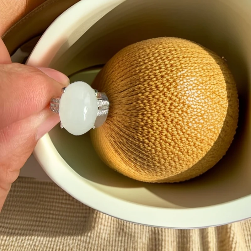 和田玉白玉蛋面戒指10X14