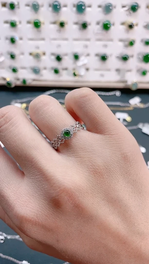 【闪购商品】翡翠戒指银S925镶嵌天然翡翠