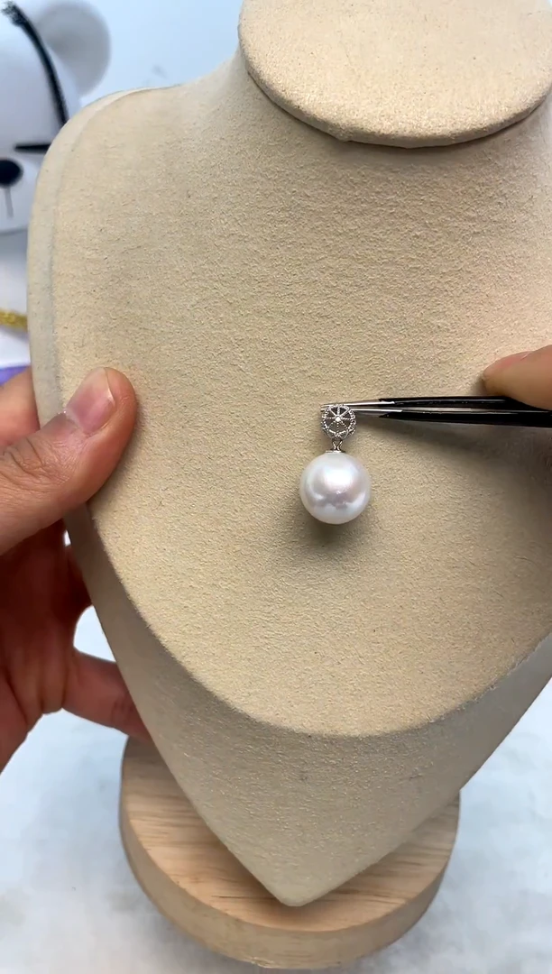 颈饰银S925镶嵌淡水珍珠14-15