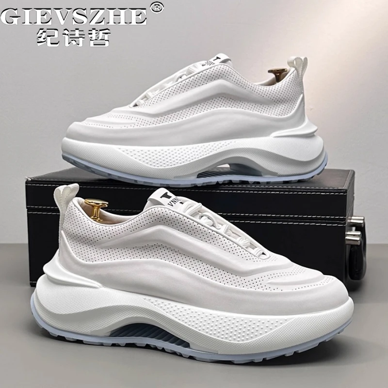 纪诗哲男鞋轻便厚底简约运动鞋男款个性百搭老爹鞋潮流轻奢休闲鞋