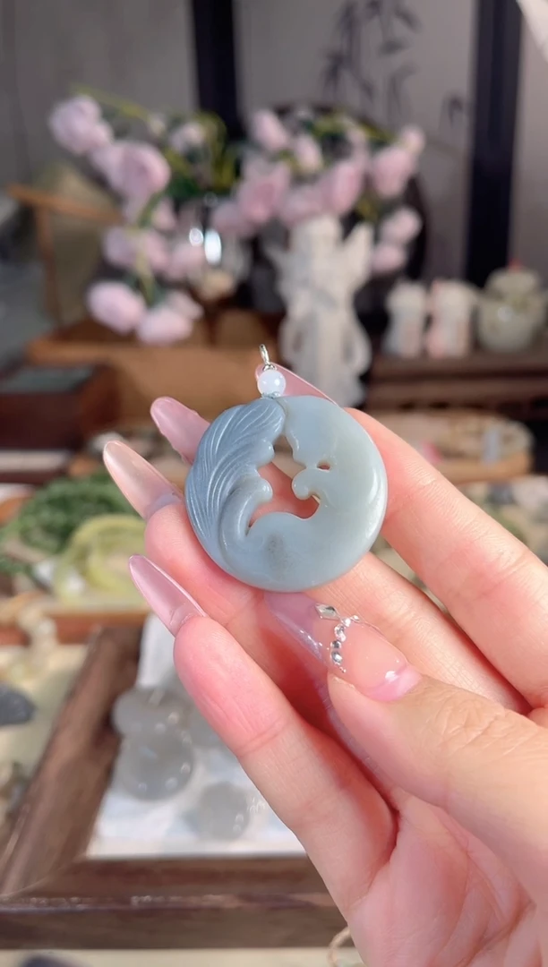 吊坠(不含链)银S925镶嵌和田玉多样性发其一