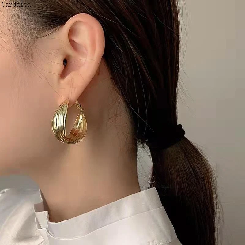 铜合金耳饰 欧美个性夸装耳环小众设计感简约耳圈通勤百搭耳饰