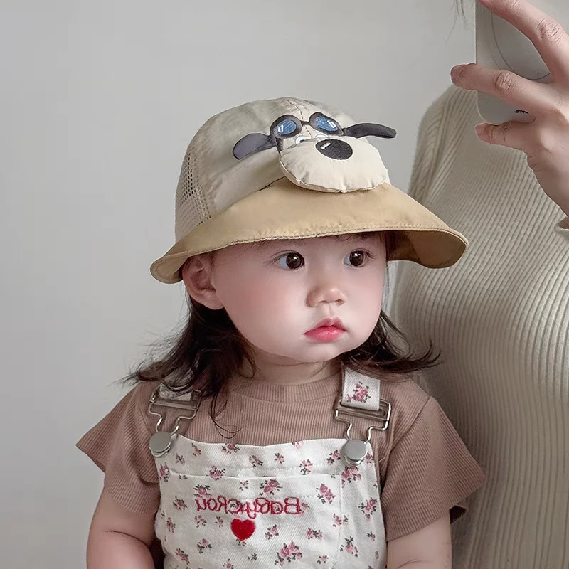 宝宝帽子春夏薄款透气网眼鸭舌帽男女童出游大帽檐遮阳帽防晒帽韩