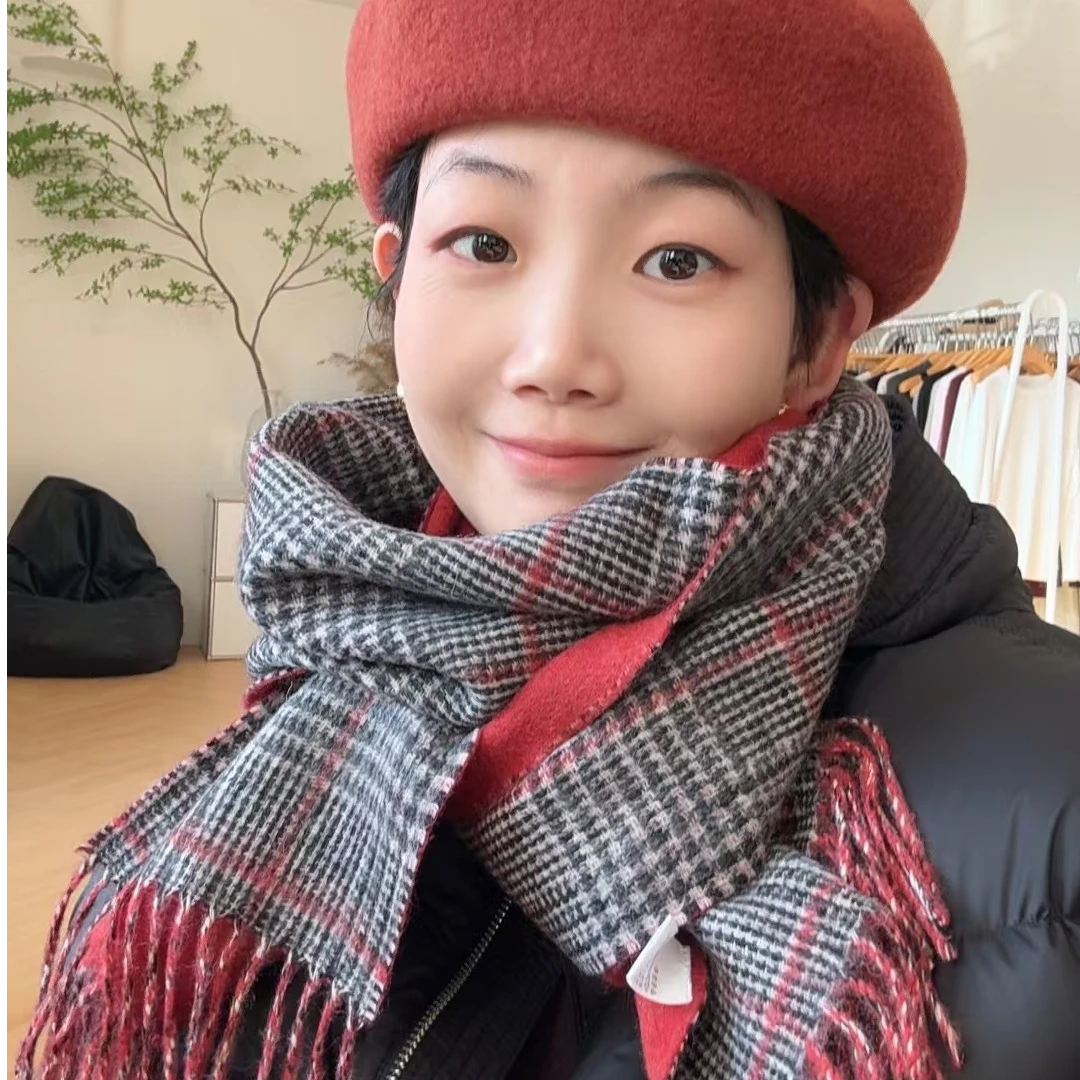 ”千鸟格“  9羊绒+91羊毛双面氛围感围巾 人手必备好货 XG033
