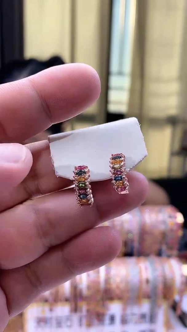 耳扣银S925镶嵌碧玺354345354354354