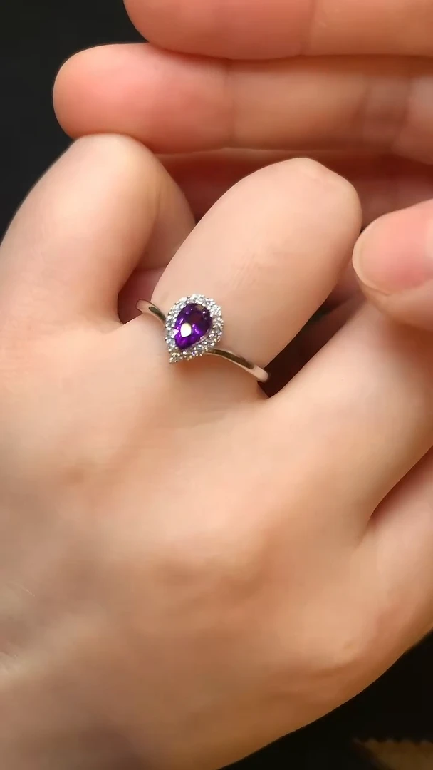 紫晶戒指银S925镶嵌93-22