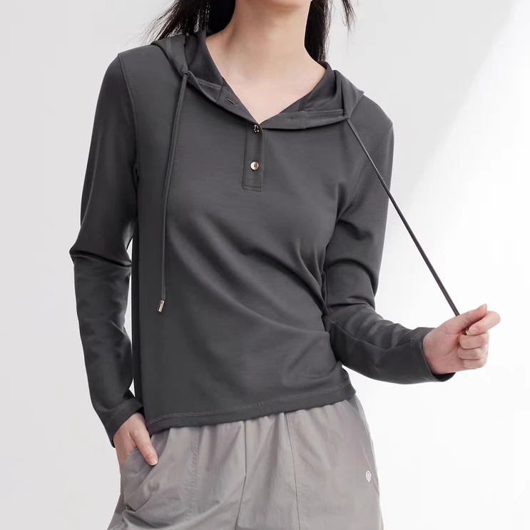 简约抽绳连帽修身上衣-EP506A