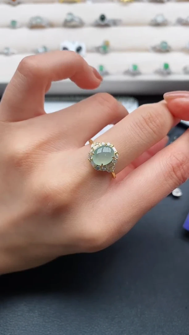 银S925镶嵌戒指翡翠2222222+8