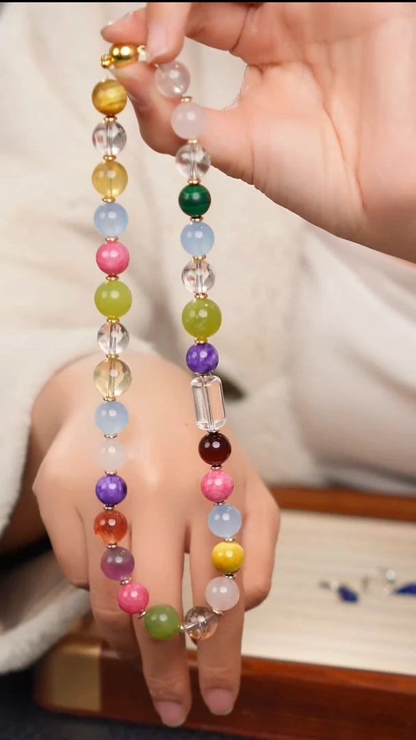 水晶摆件银S925镶嵌思思设计款多宝项链