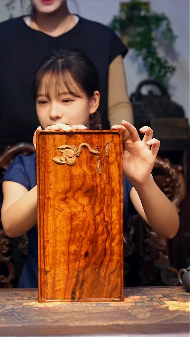 金丝楠【61】小叶金丝楠正黄料 精品满花纹干泡茶盘