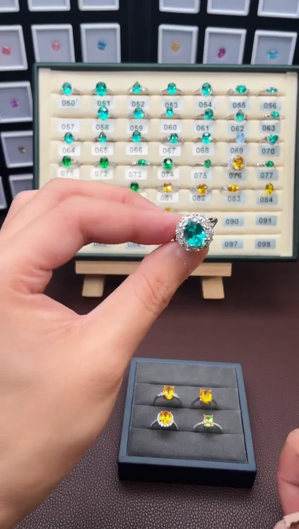 无925银轻奢帕拉伊巴色女神戒