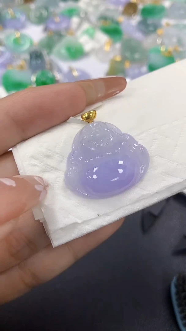 颈饰18K金镶嵌翡翠a货假一赔三支持复检百元上9元证书费自理