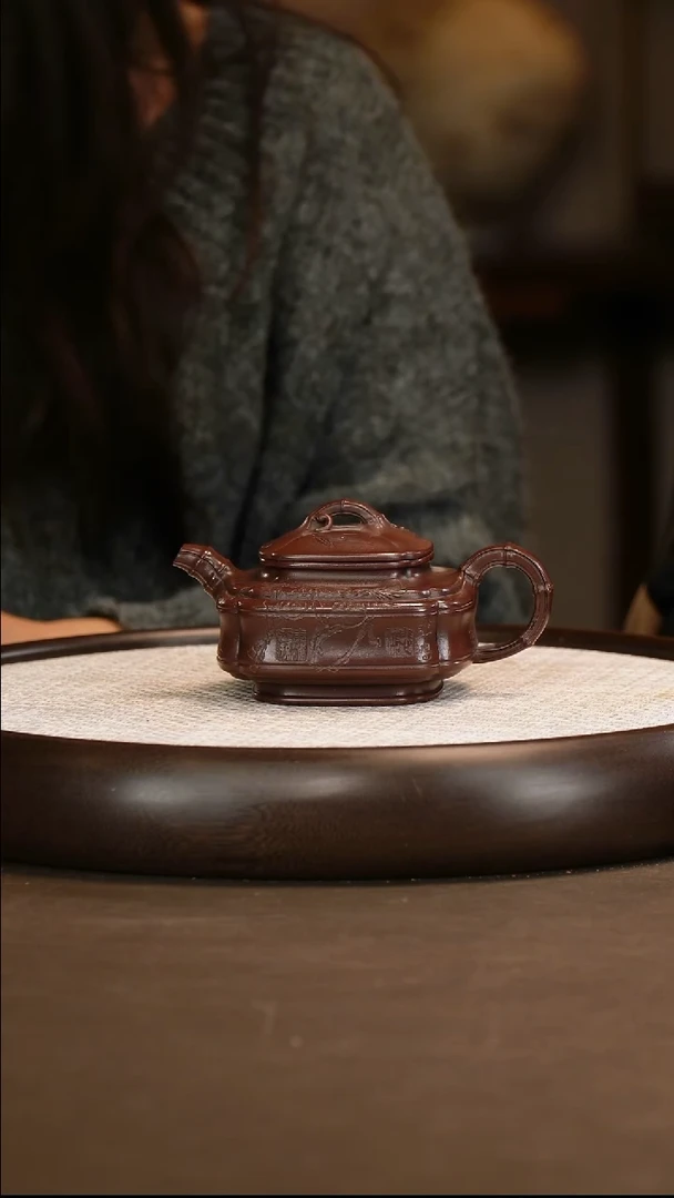 朱小华 四方隐角竹鼎 330c/柿柿如意/九州无事乐耕耘