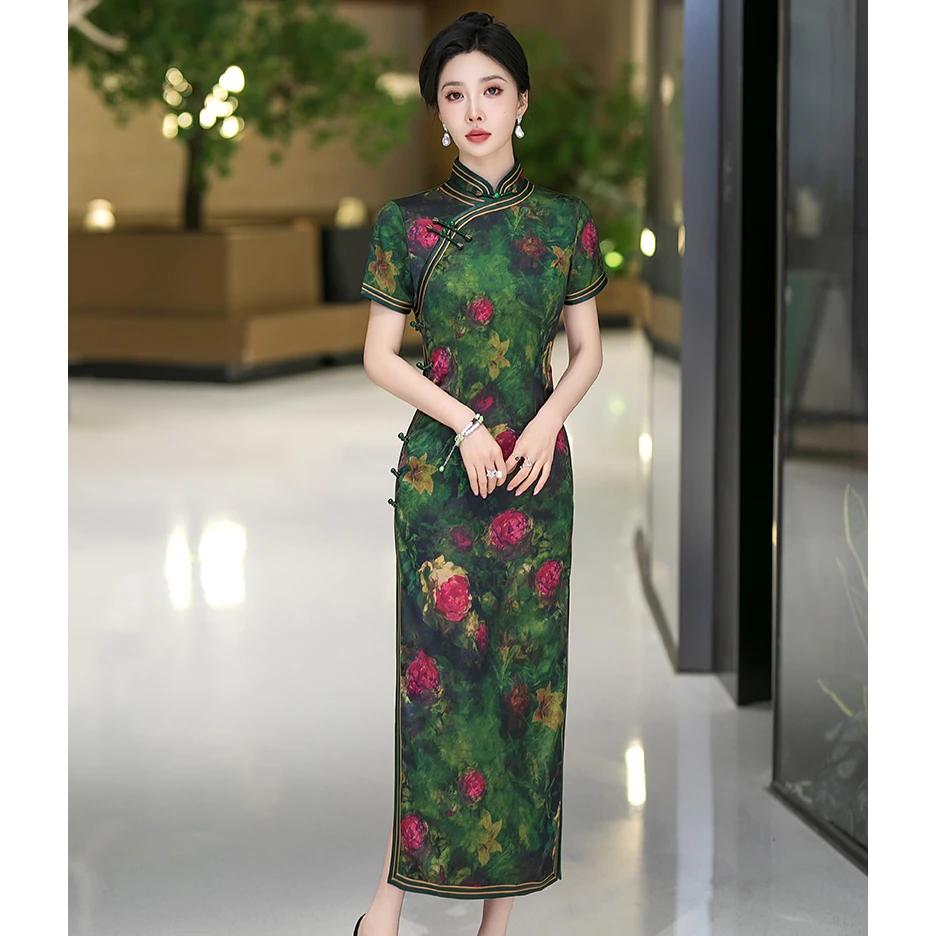 2025新款 中国风旗袍重工缝制长款复古民国风 5582