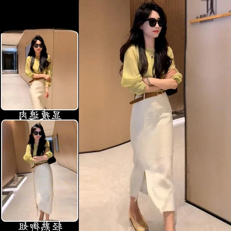 夏季大方得体气质轻奢高级感女人味正式场合黄色衬衫连衣裙套装女