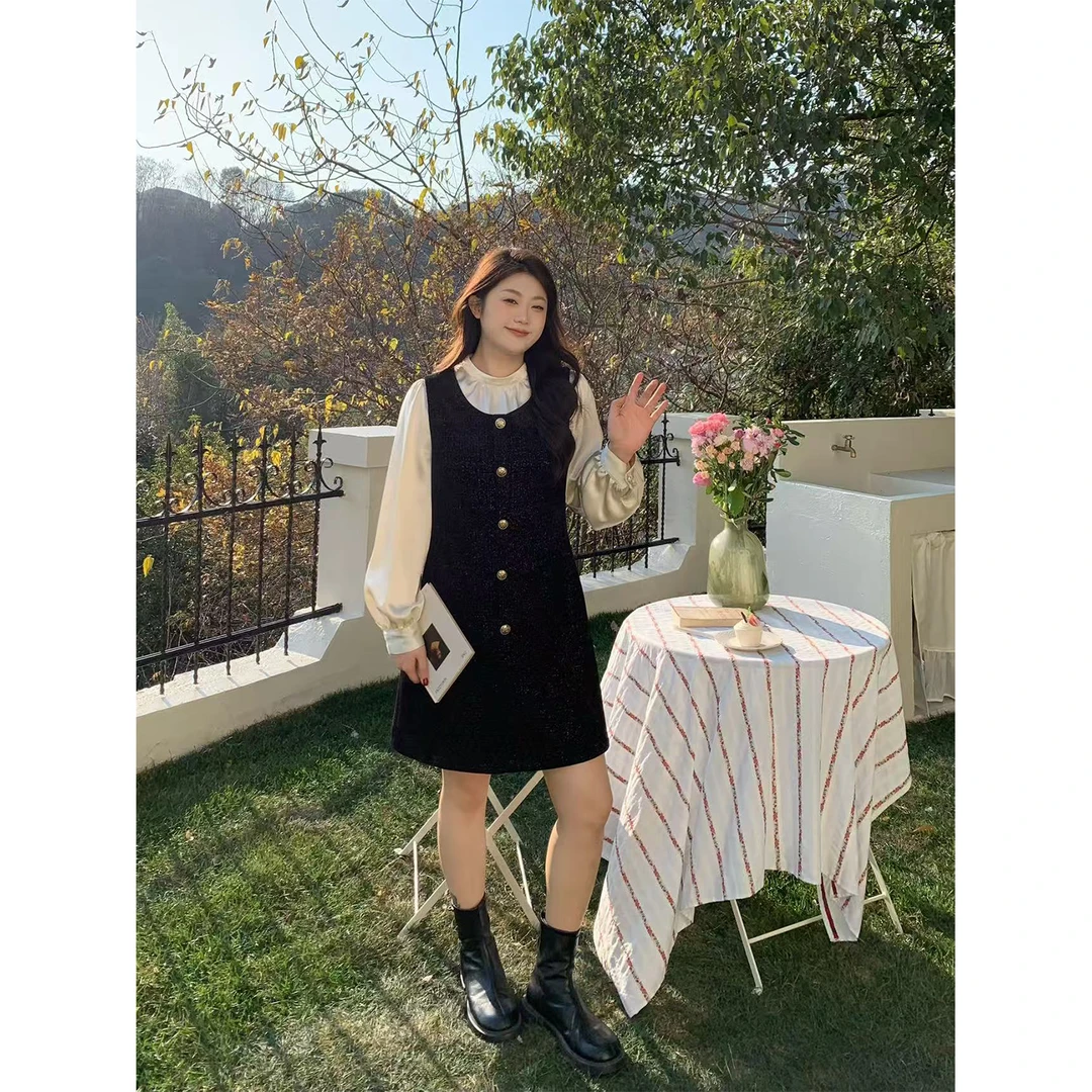 裂渡宣宣【星河璀璨】气质星空闪套装女冬显瘦百搭背心裙ZY512A45