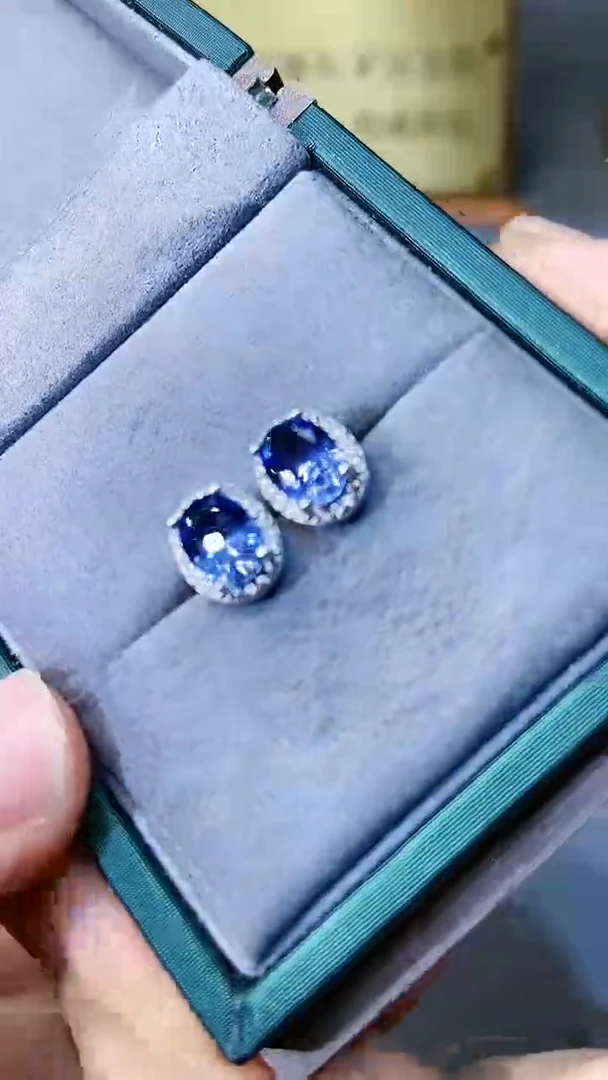 【闪购商品】蓝宝石耳饰银S925镶嵌354