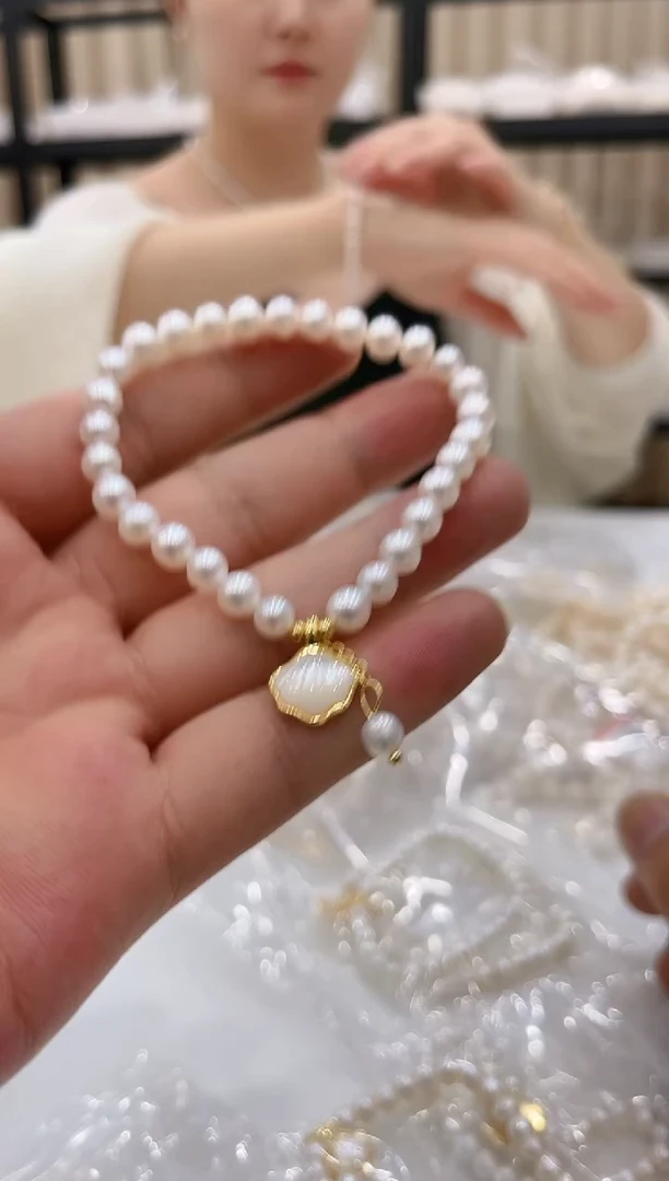 淡水珍珠银S925镶嵌颈饰SL4023