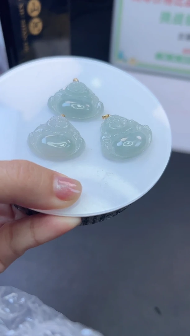 吊坠(不含链)18K金镶嵌翡翠佛公