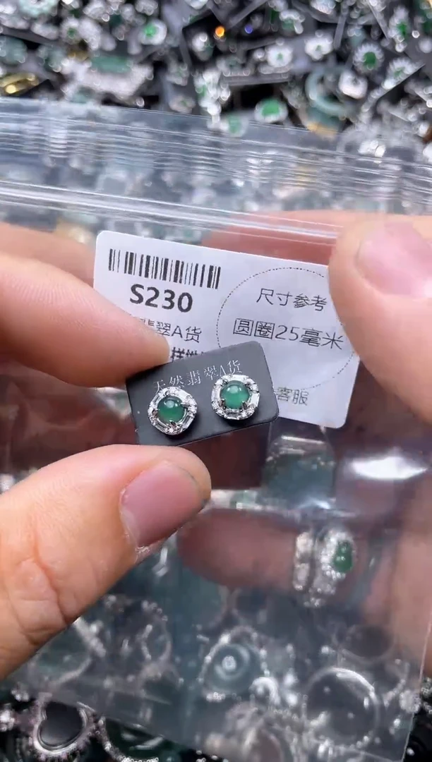 【闪购商品】翡翠颈饰未镶嵌S230耳钉