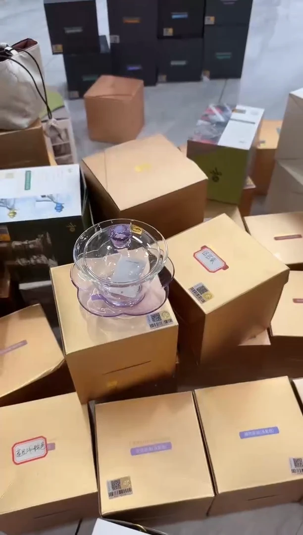 @@禾器晶彩咏荷盖碗浅紫色