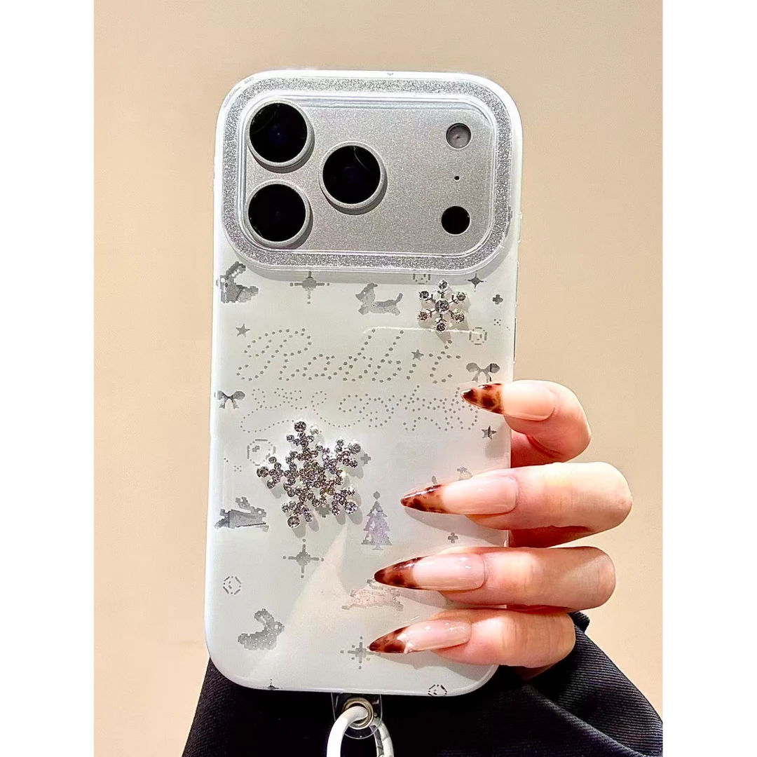 镂空细闪圣诞树立体雪花适用苹果17promax手机壳iphone16防摔15新